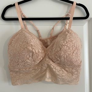 🌸Aerie Bralette. NWT. Size XL. Light Pink Floral Lace.